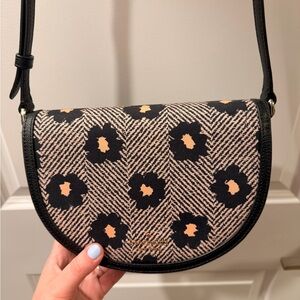 Kate Spade Black and Tan Floral Crossbody Bag